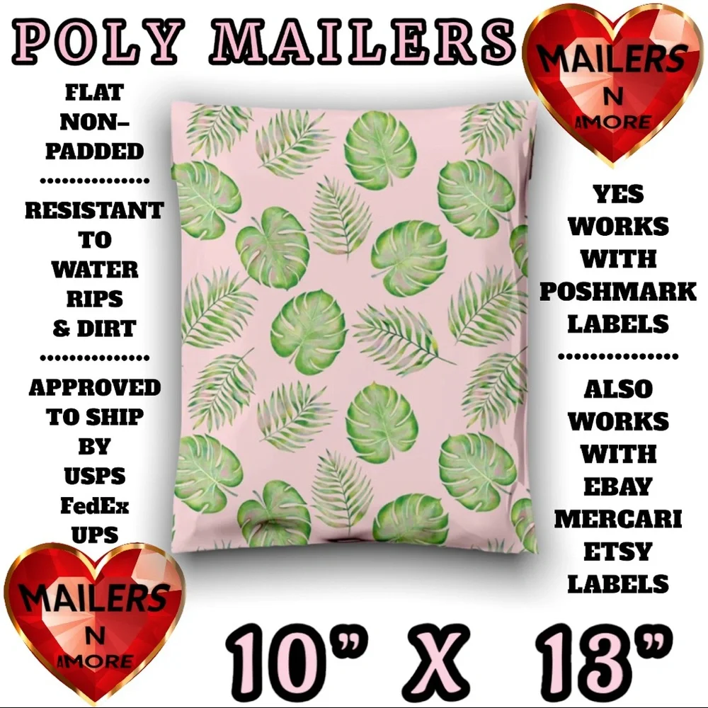 ( Quantity 25 10x13 ) Palm Leaves Poly Mailer Bags Shipping Supply Envelopes - Picture 2 of 3